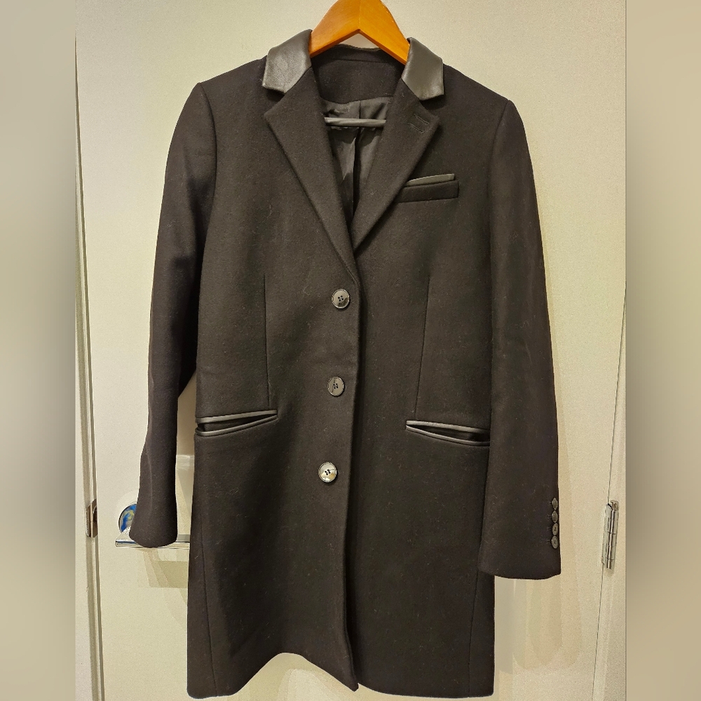 The Kooples Wool Long Coat Black Sz 36